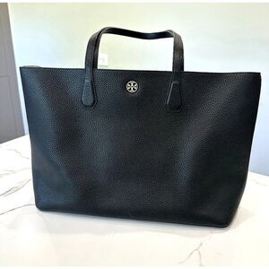 Tory Burch Black Pebbled Leather Tote